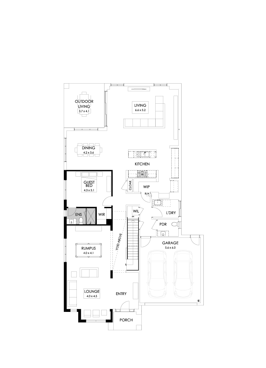 47 Ground Floor Floorplan (Guest bedroom - Flipped)