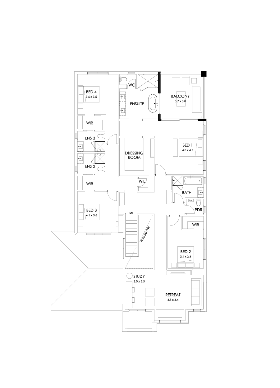 49 First Floor Floorplan (Rear balcony)