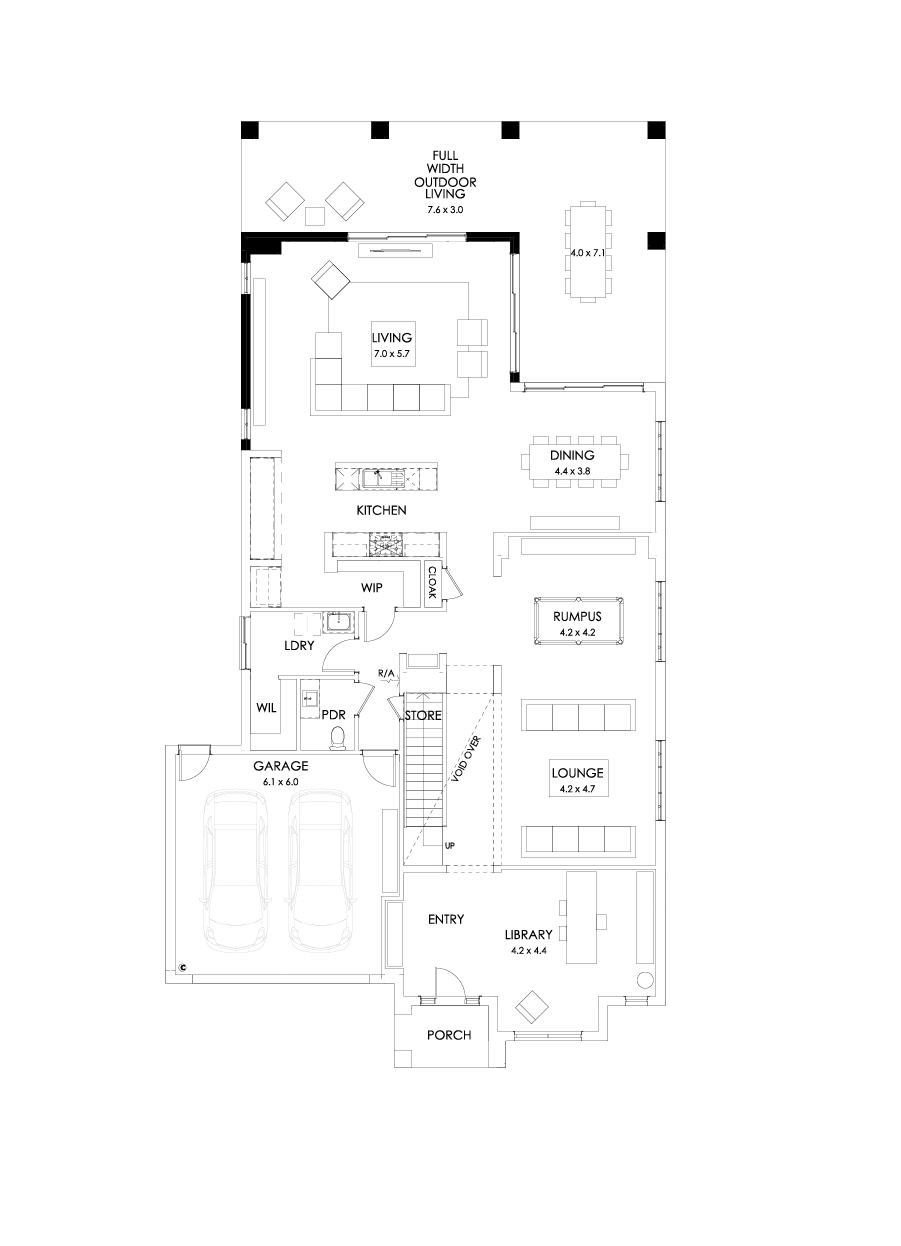 49 Ground Floor Floorplan (Full width outdoor living)