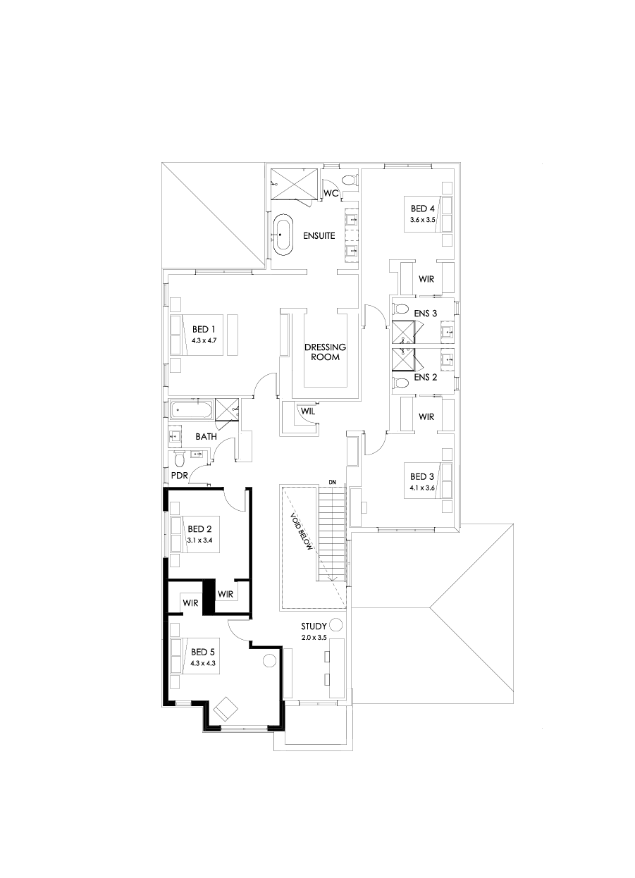 49 First Floor Floorplan (5th bedroom - Flipped)