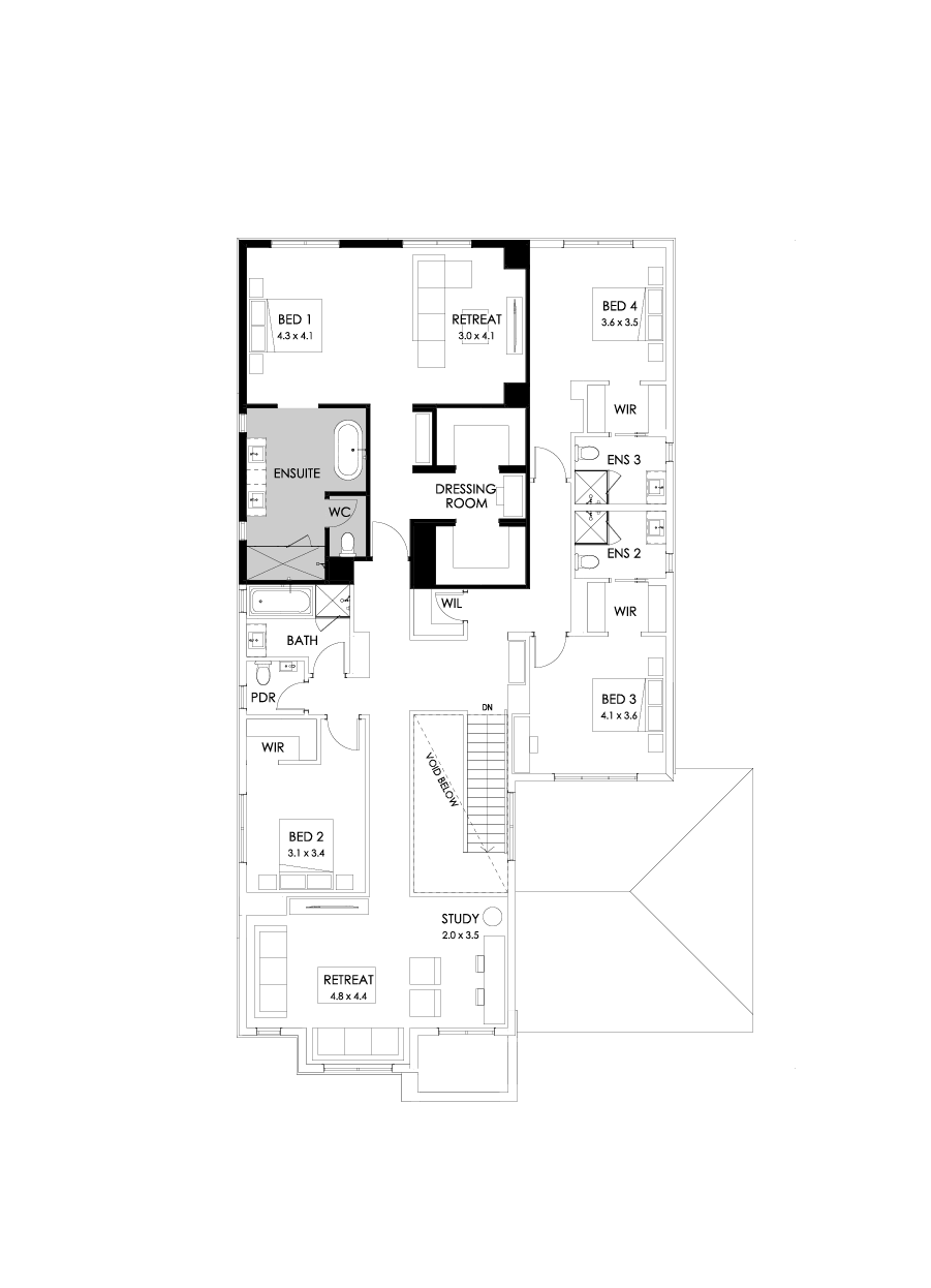 49 First Floor Floorplan (Alternate bed 1 - Flipped)