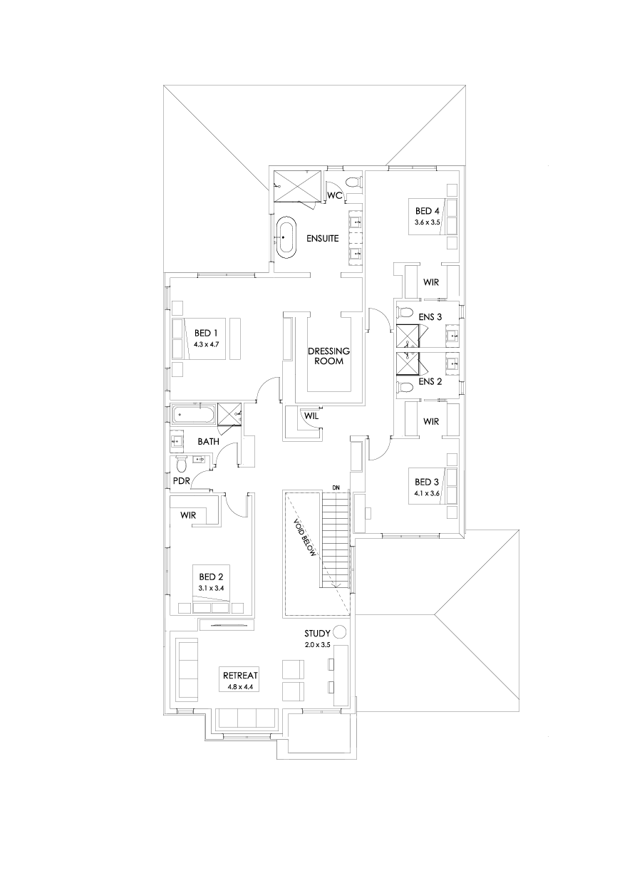 49 First Floor Floorplan (Full width outdoor living - Flipped)