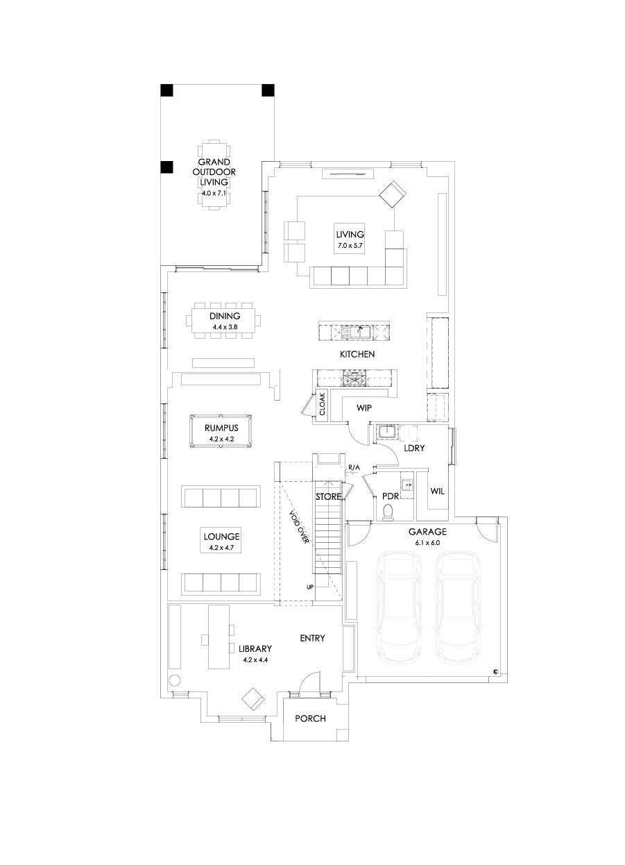 49 Ground Floor Floorplan (Grand outdoor living - Flipped)