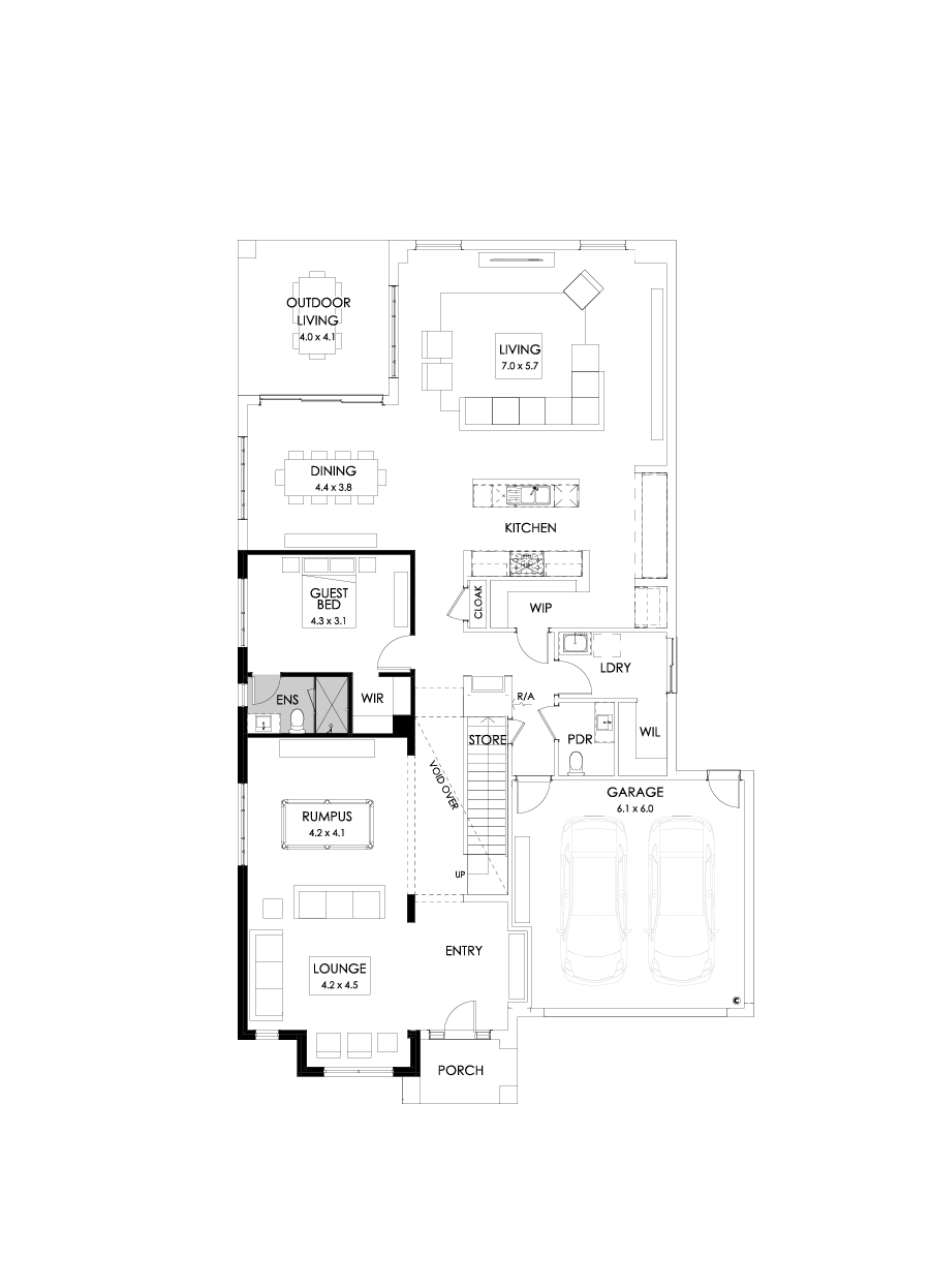 49 Ground Floor Floorplan (Guest bedroom - Flipped)