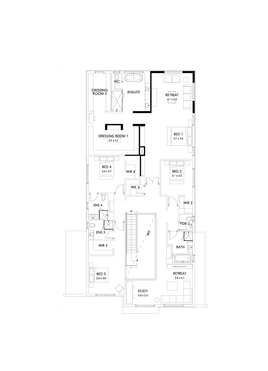 54 First Floor Floorplan (Alternate bed 1)