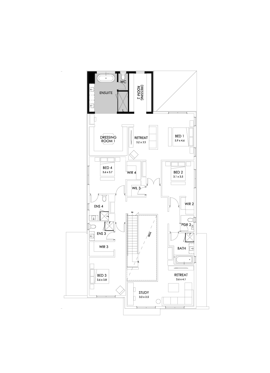 54 First Floor Floorplan (Alternate ensuite and dressing)