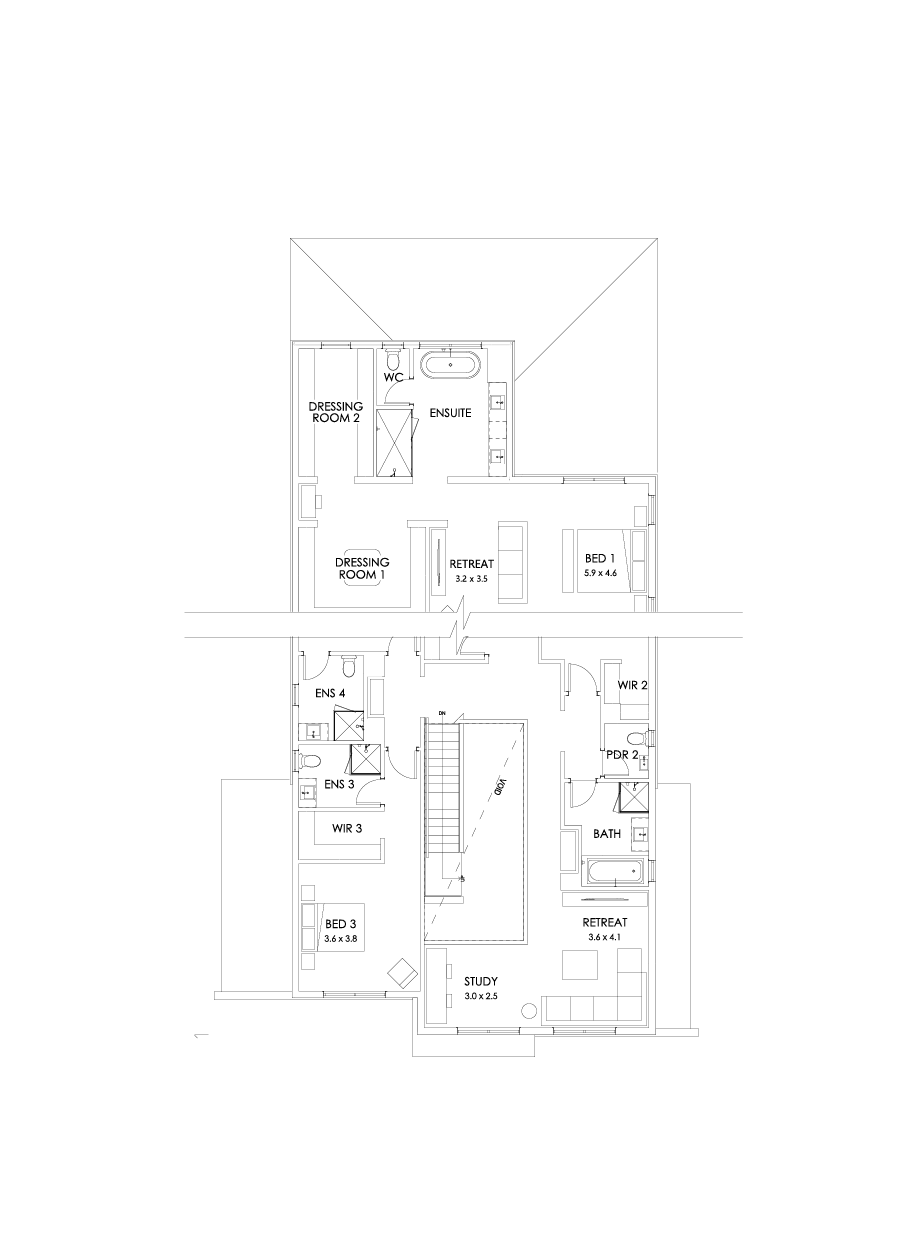 54 First Floor Floorplan (Full width outdoor living)