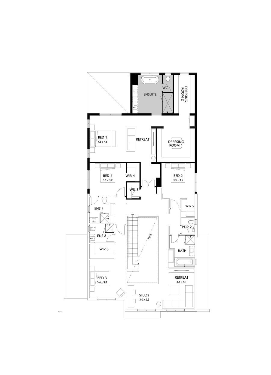 54 First Floor Floorplan (Rear flip)