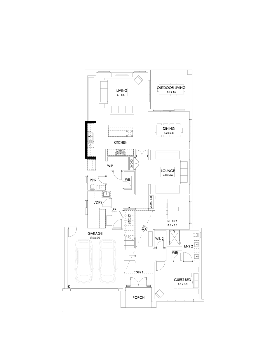 54 Ground Floor Floorplan (Alternate kitchen)