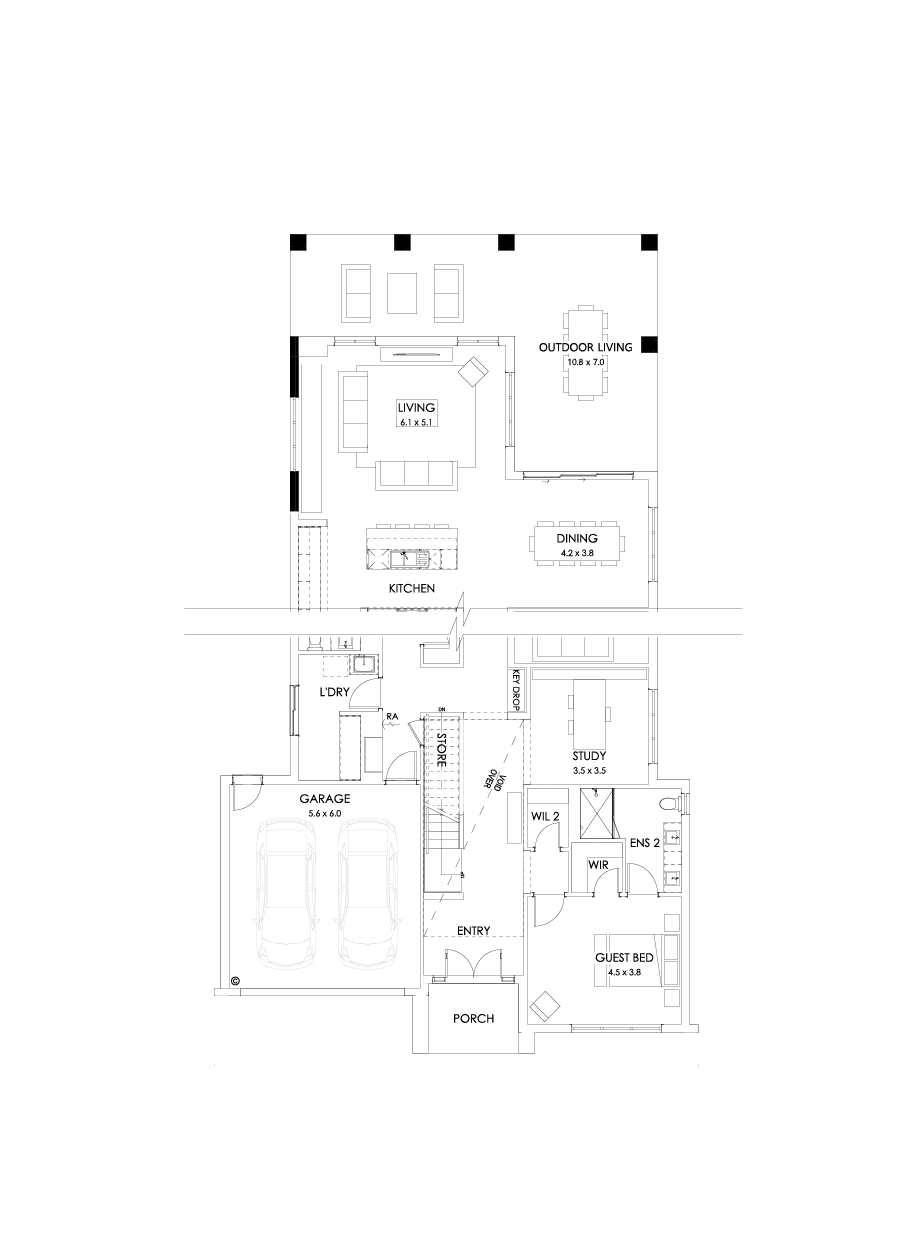 54 Ground Floor Floorplan (Full width outdoor living)