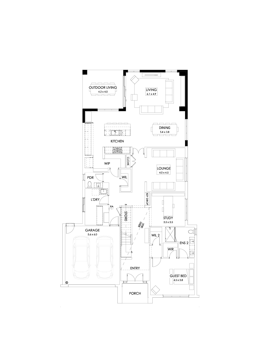 54 Ground Floor Floorplan (Rear flip)