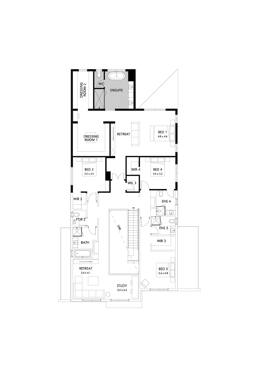 54 First Floor Floorplan (Rear flip - Flipped)