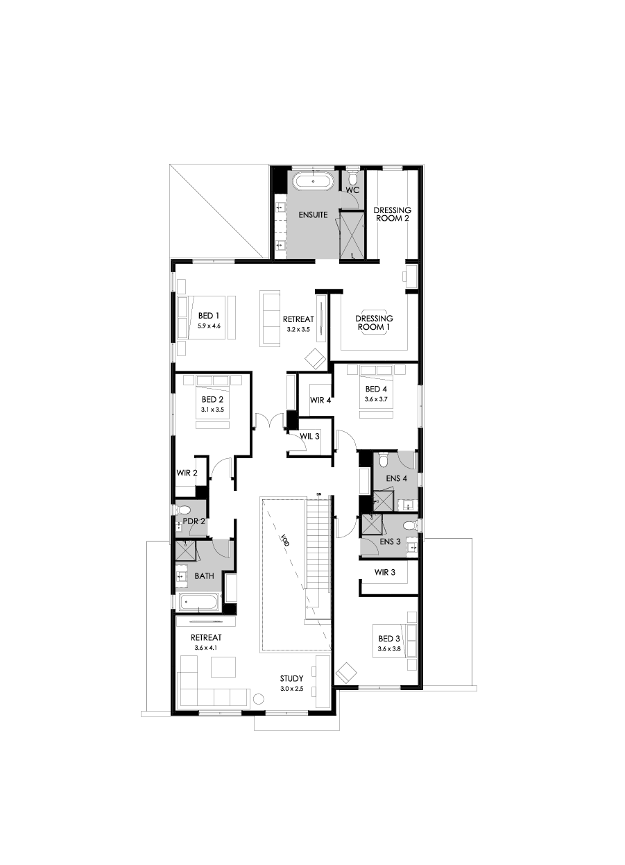 54 First Floor Floorplan (Standard - Flipped)