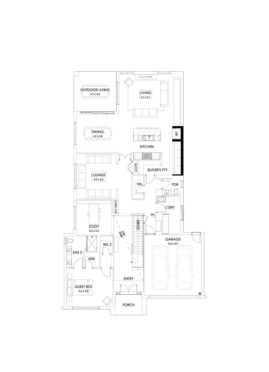 54 Ground Floor Floorplan (Butler’s pantry - Flipped)