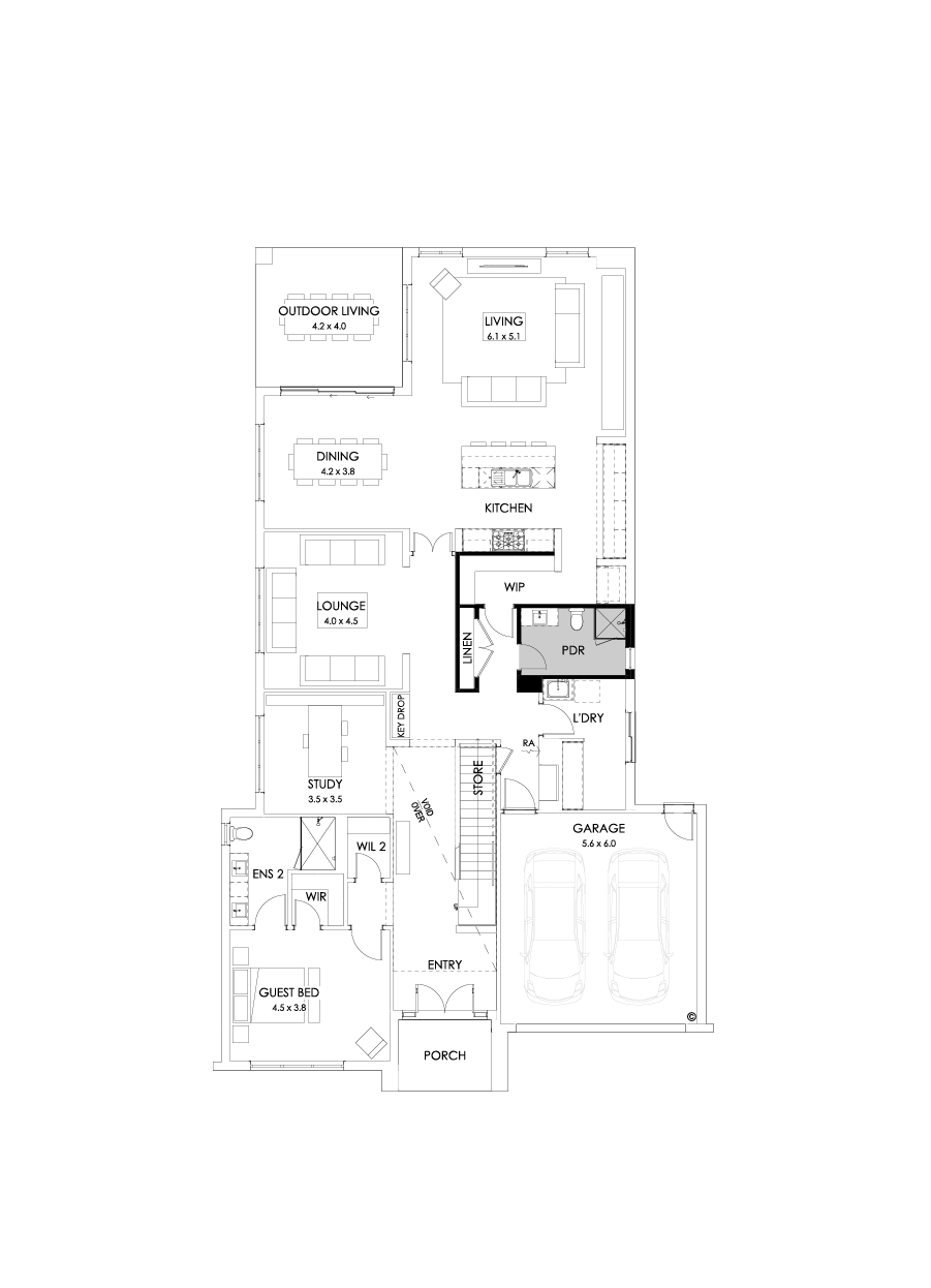 54 Ground Floor Floorplan (Shower to powder - Flipped)