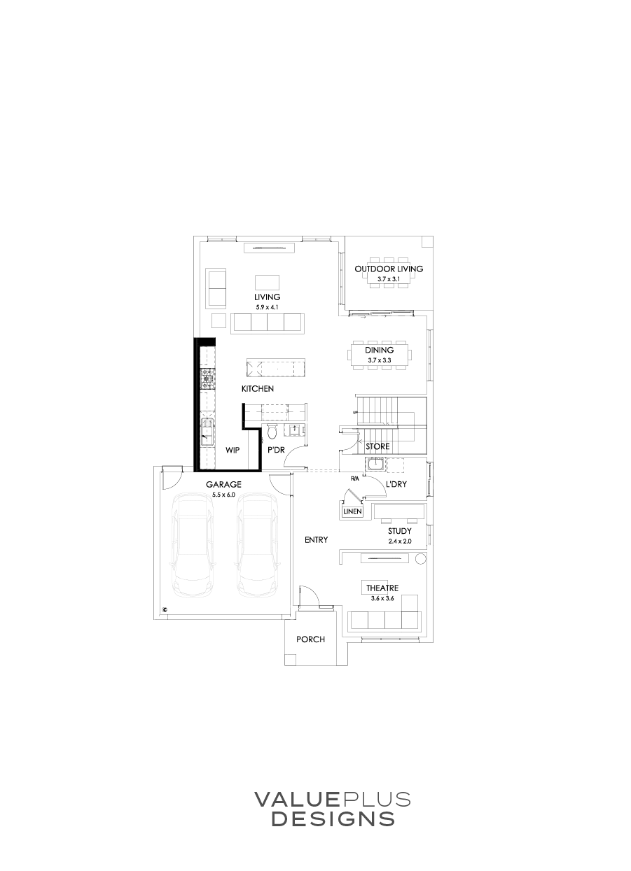 35 Ground Floor Floorplan (Alternate kitchen)
