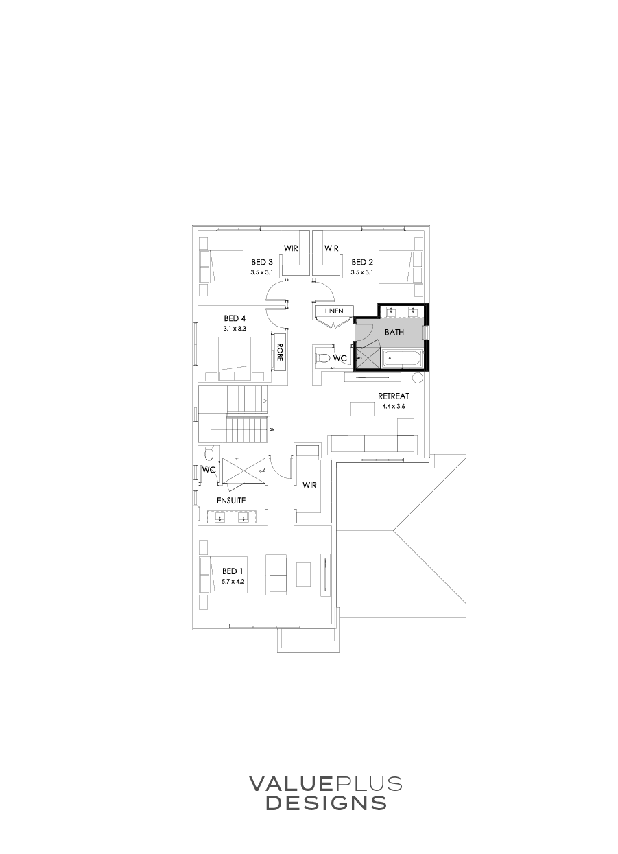 35 First Floor Floorplan (Bathroom upgrade - Flipped)