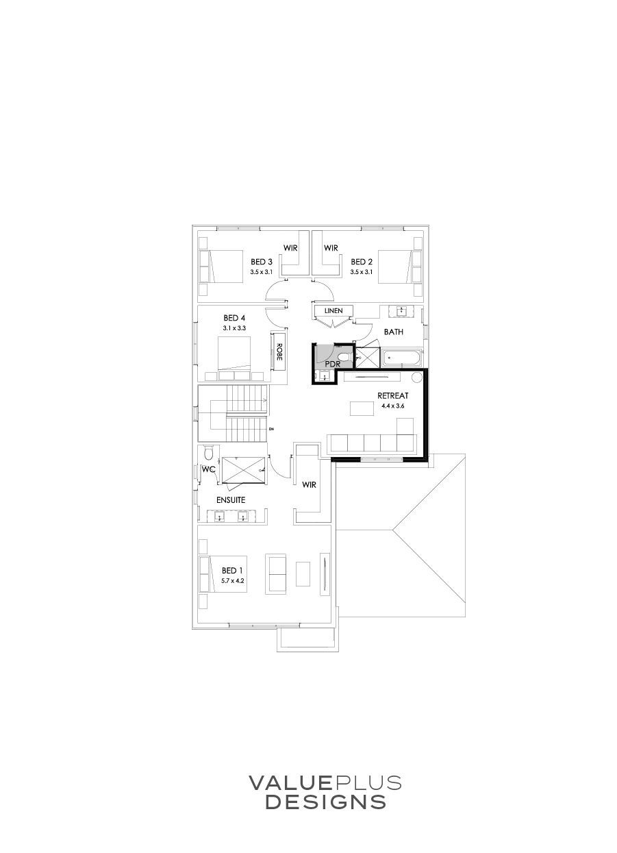 35 First Floor Floorplan (Powder room - Flipped)