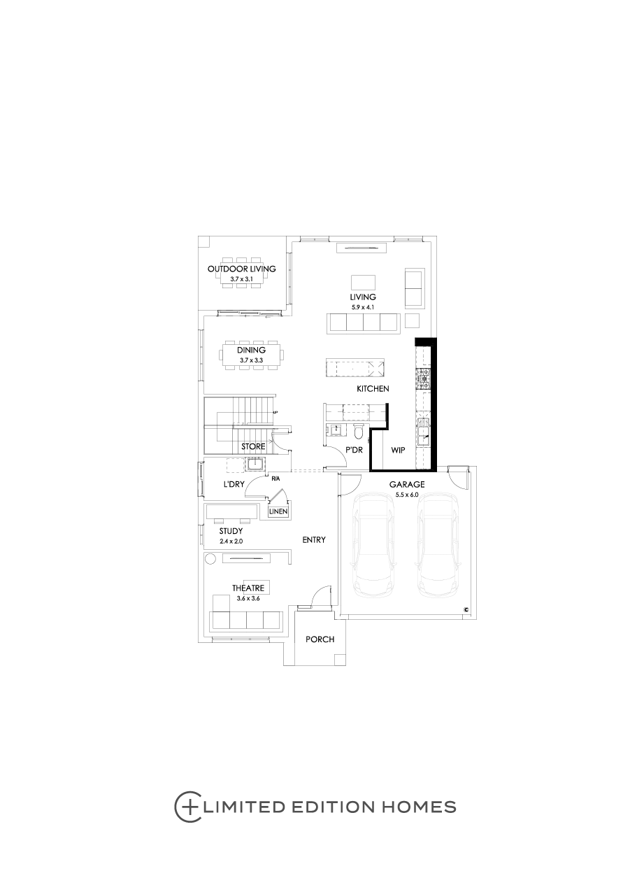 35 Ground Floor Floorplan (Alternate kitchen - Flipped)