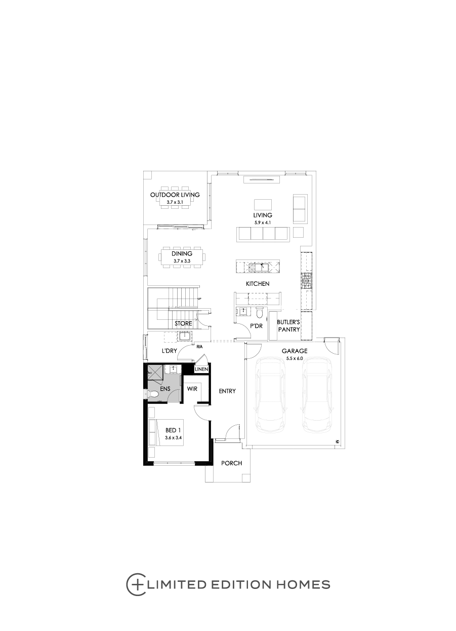 35 Ground Floor Floorplan (Guest bedroom - Flipped)