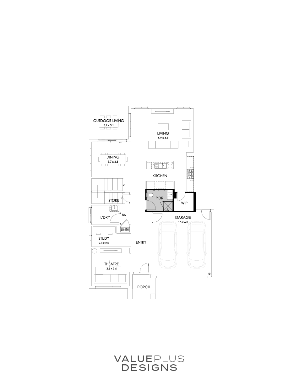 35 Ground Floor Floorplan (Shower to powder - Flipped)
