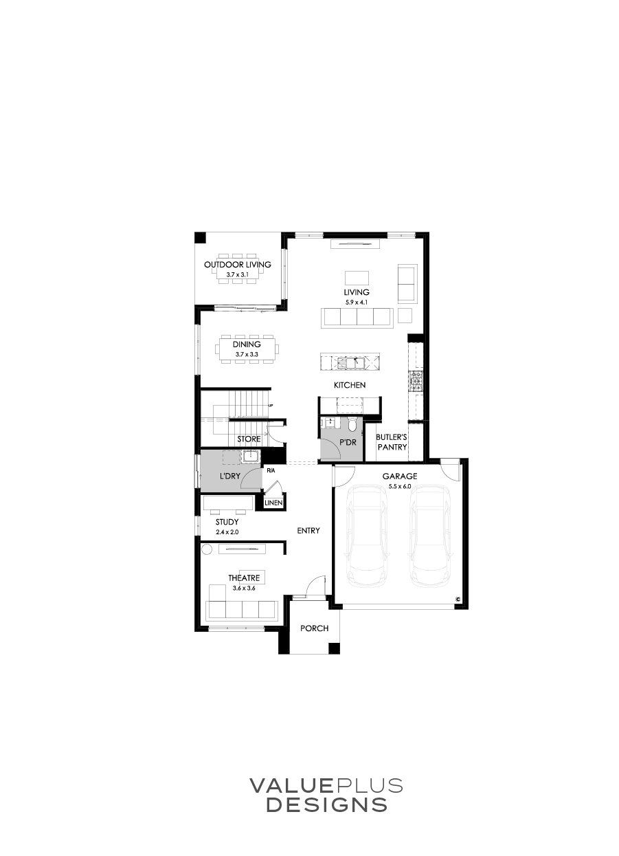 35 Ground Floor Floorplan (Standard  - Flipped)