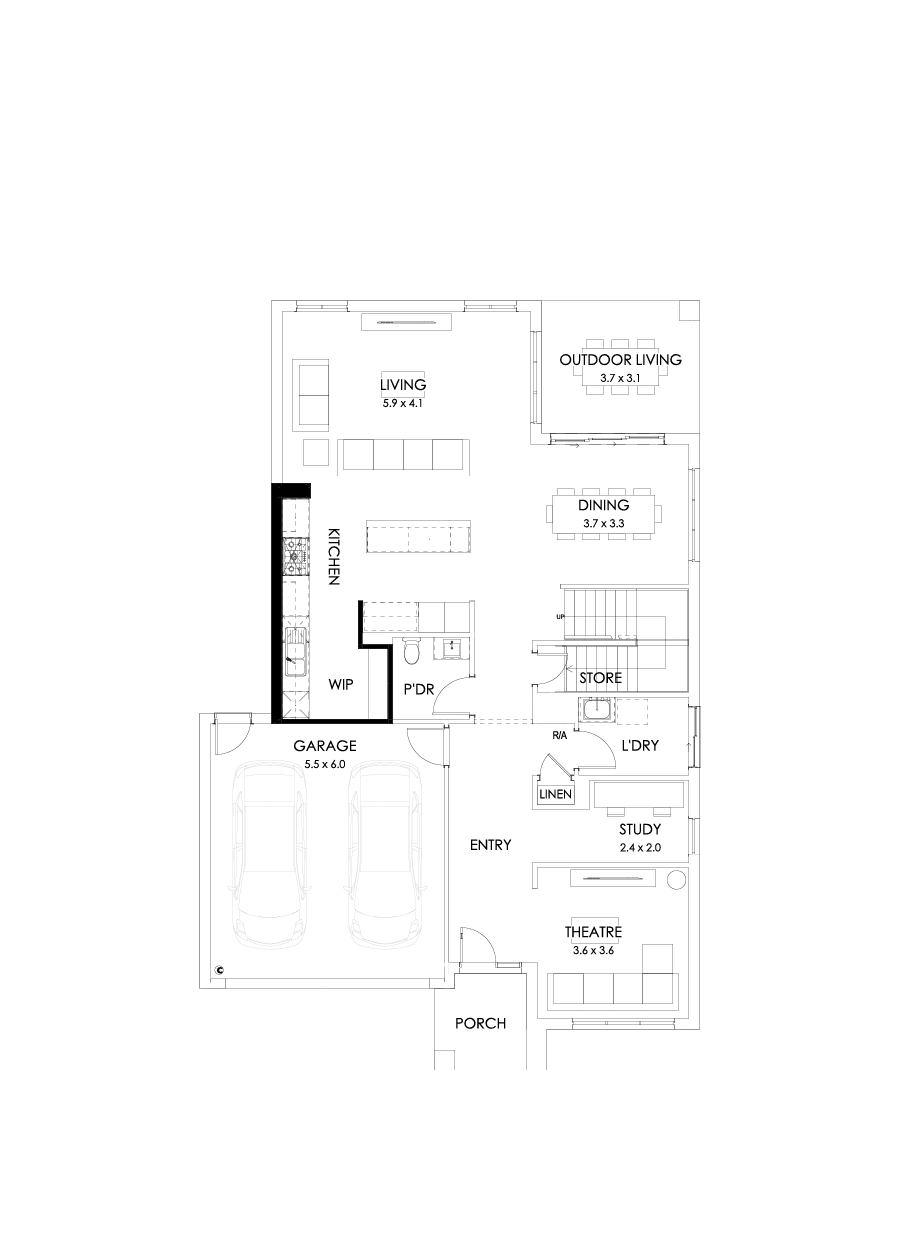 35 Ground Floor Floorplan (Alternate kitchen)