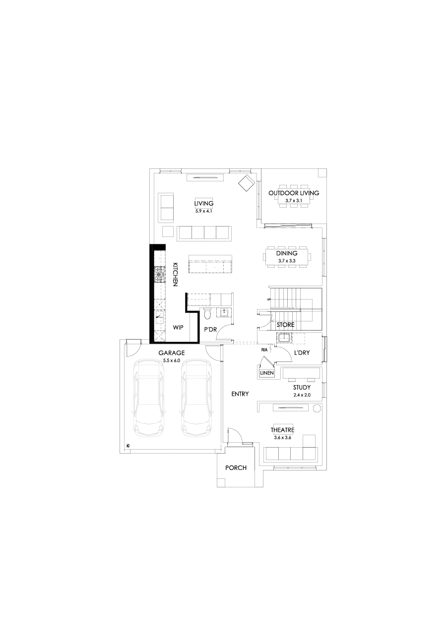 35 Ground Floor Floorplan (Alternate kitchen)