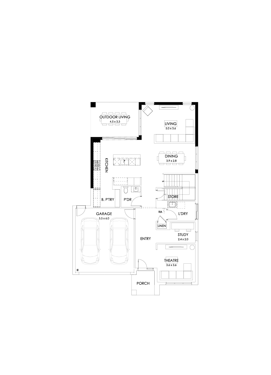 35 Ground Floor Floorplan (Rear flip)