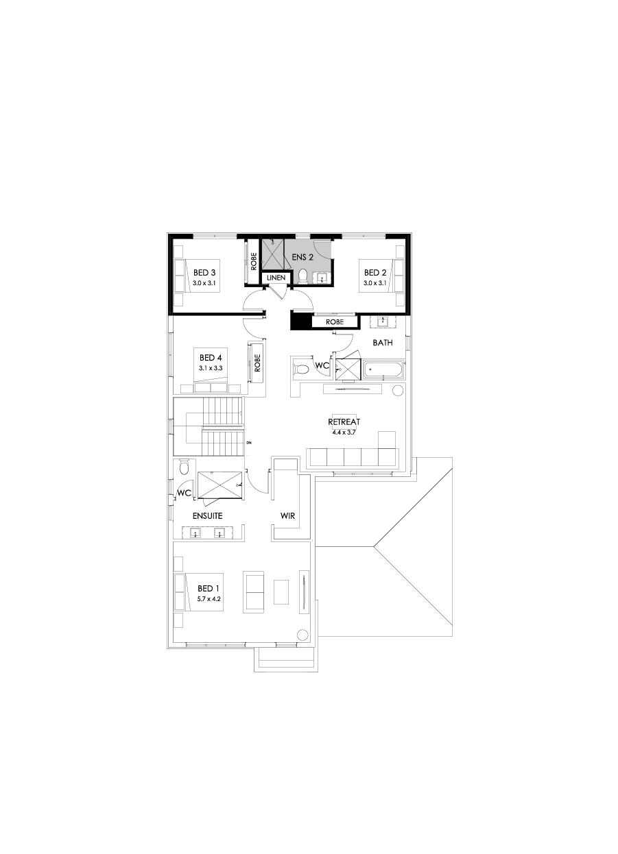 35 First Floor Floorplan (Additional ensuite - Flipped)