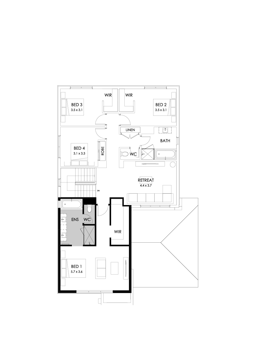 35 First Floor Floorplan (Bath to ensuite - Flipped)