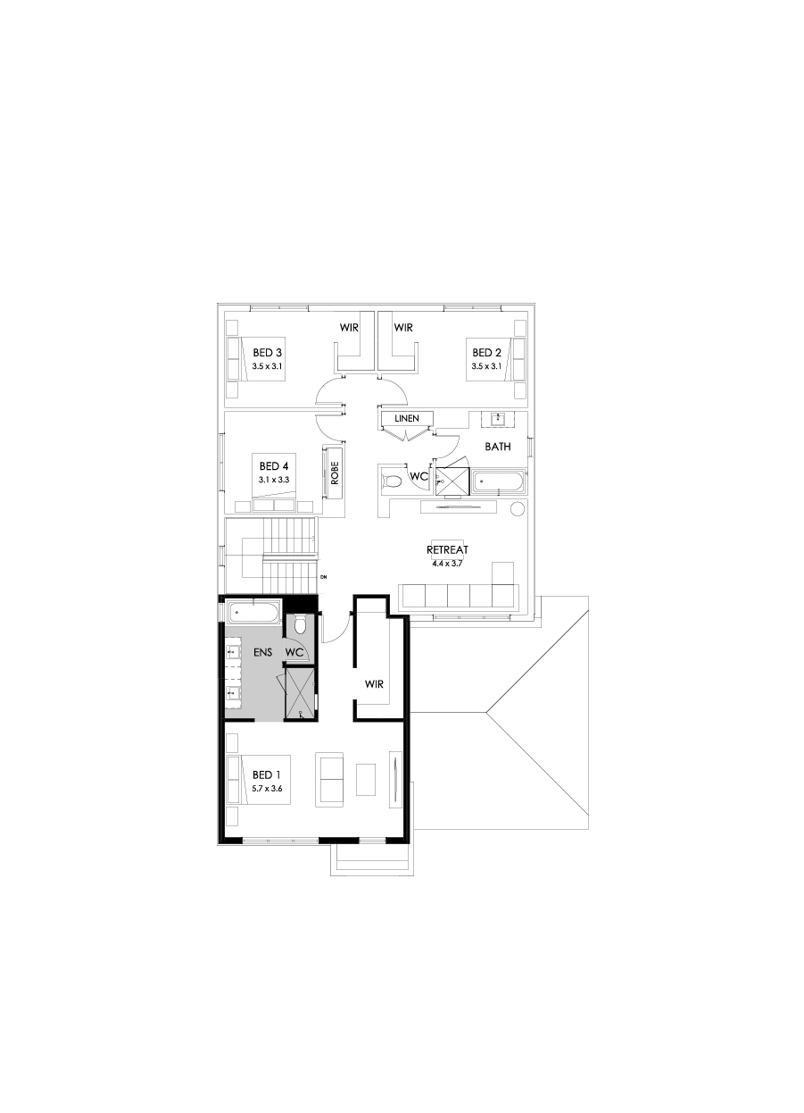 35 First Floor Floorplan (Bath to ensuite - Flipped)