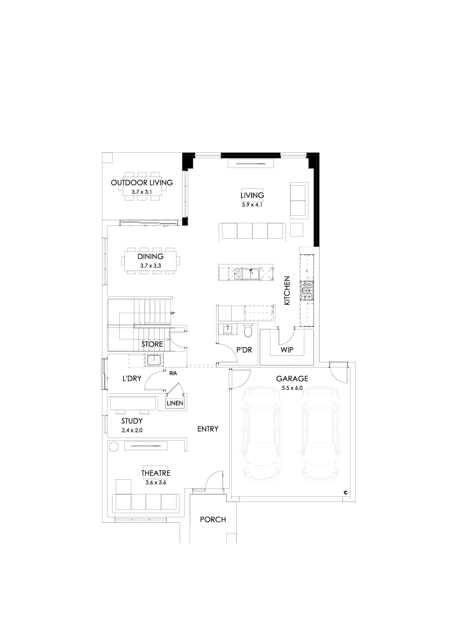 35 Ground Floor Floorplan (Additional ensuite - Flipped)