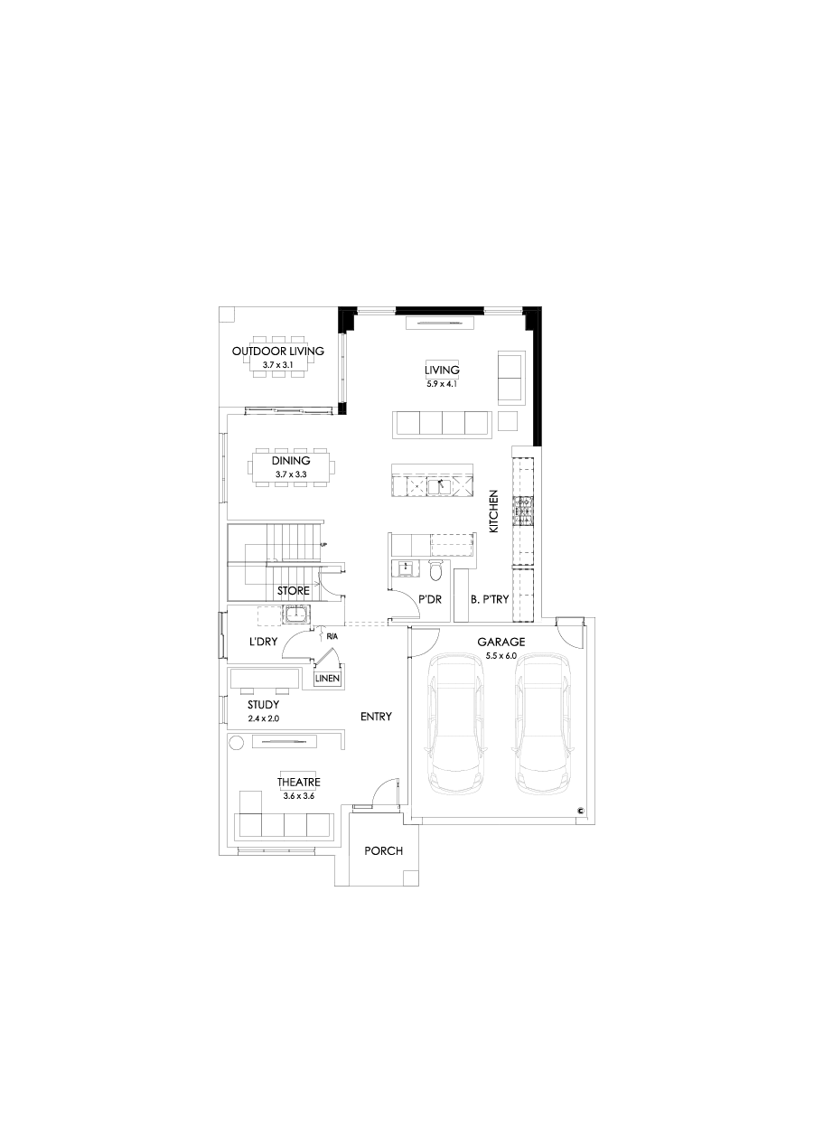 35 Ground Floor Floorplan (Additional ensuite - Flipped)