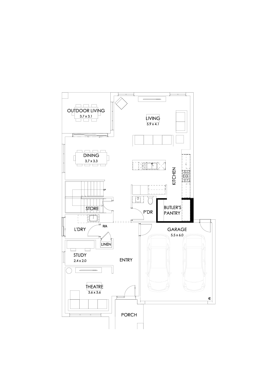 35 Ground Floor Floorplan (Butlers pantry - Flipped)