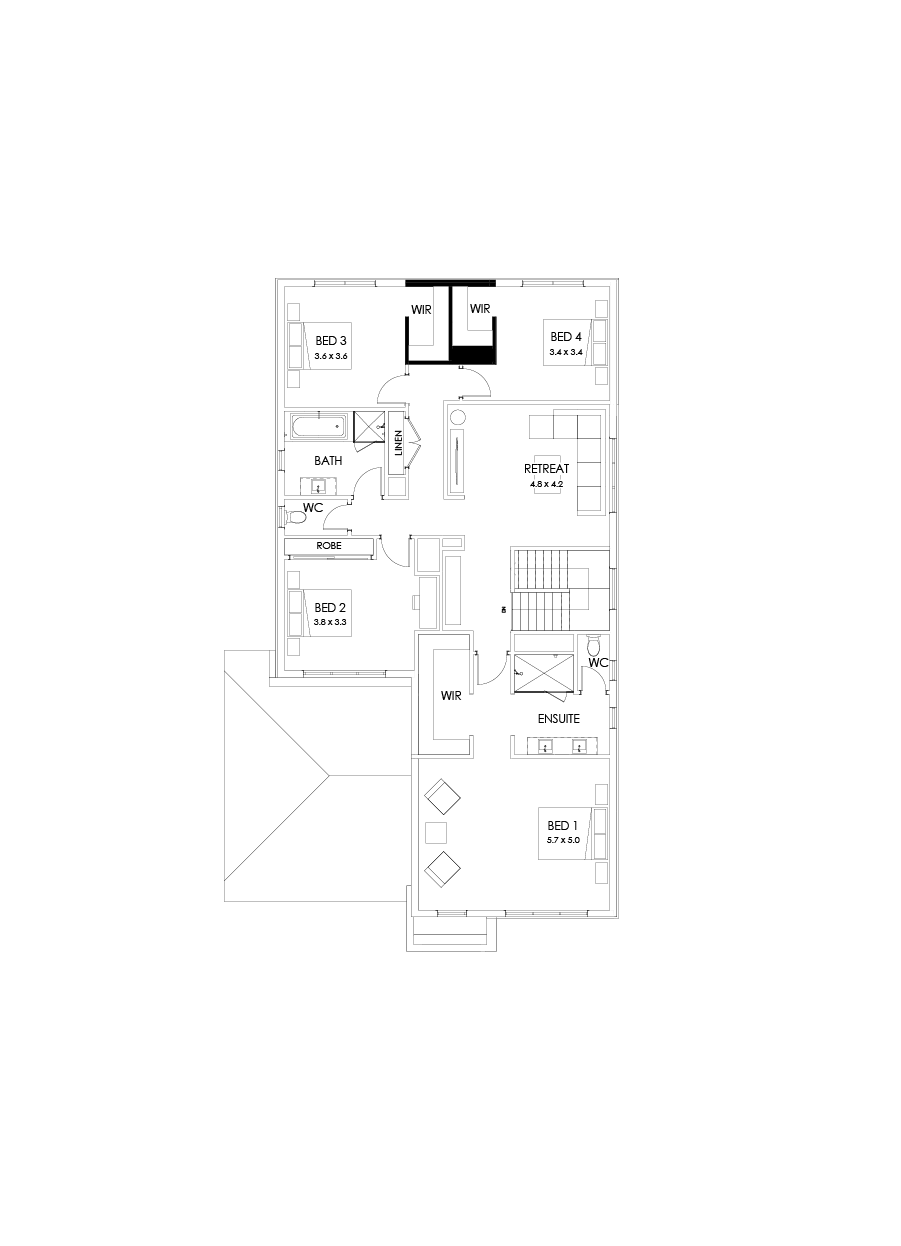 39 First Floor Floorplan (Rear flip)
