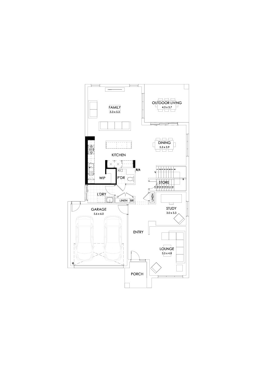 39 Ground Floor Floorplan (Alternate kitchen)