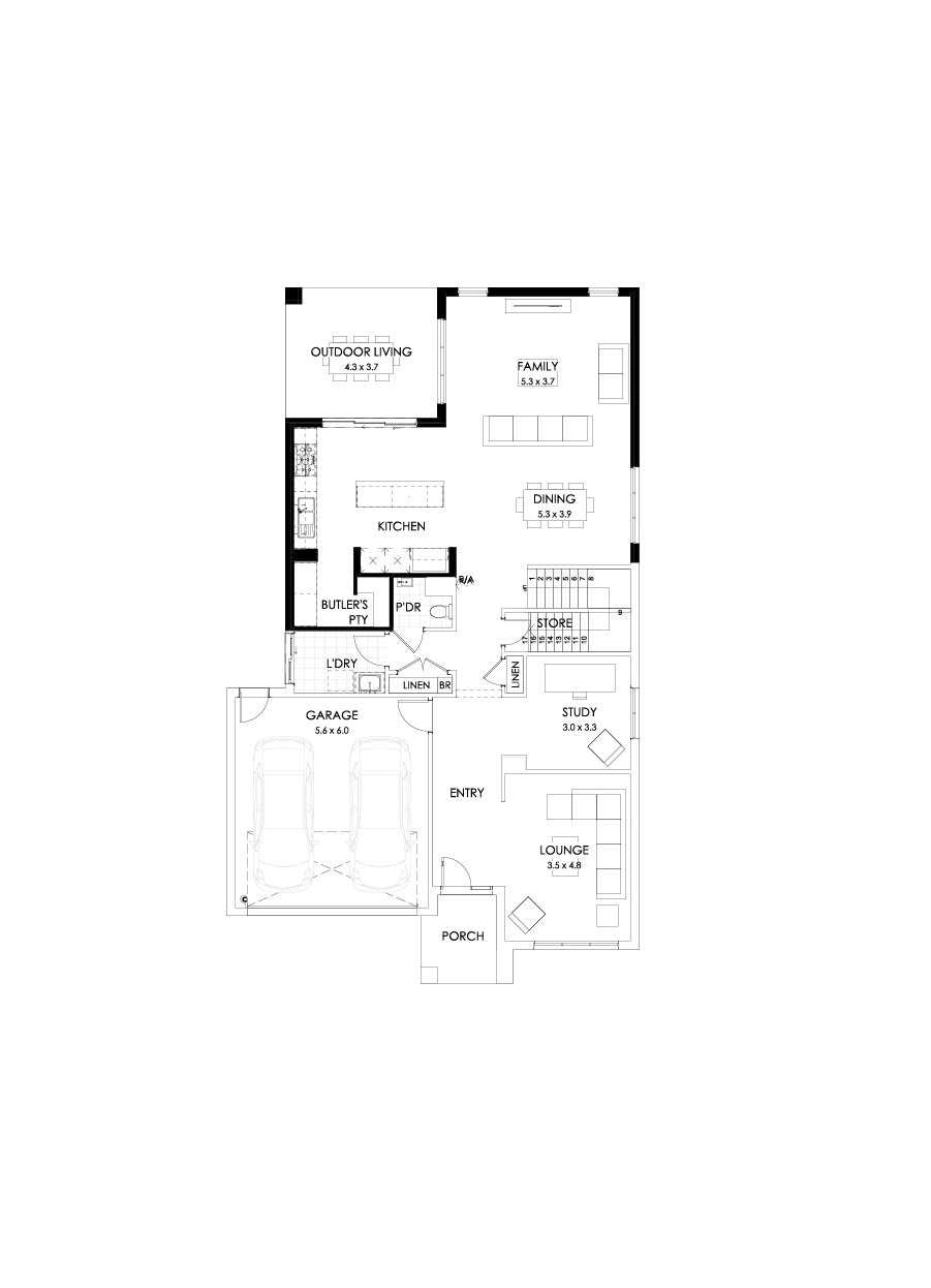 39 Ground Floor Floorplan (Rear flip with butler’s pantry )