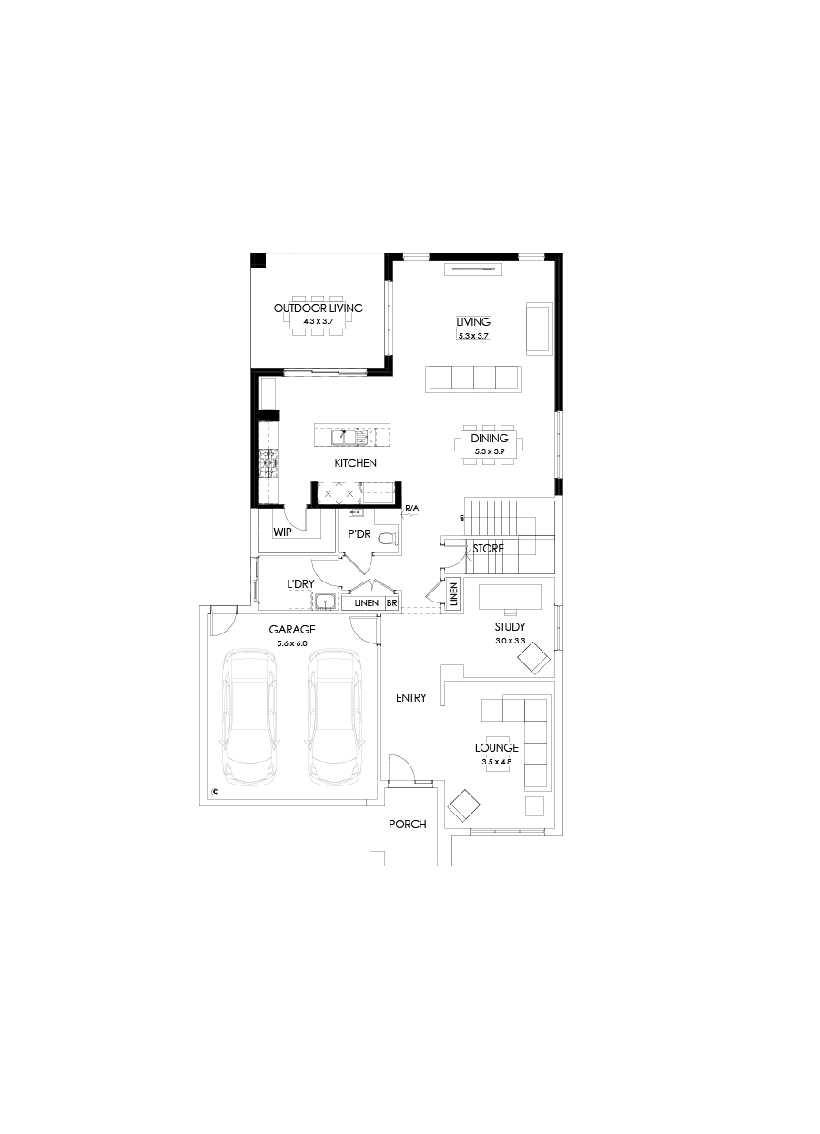 39 Ground Floor Floorplan (Rear flip)
