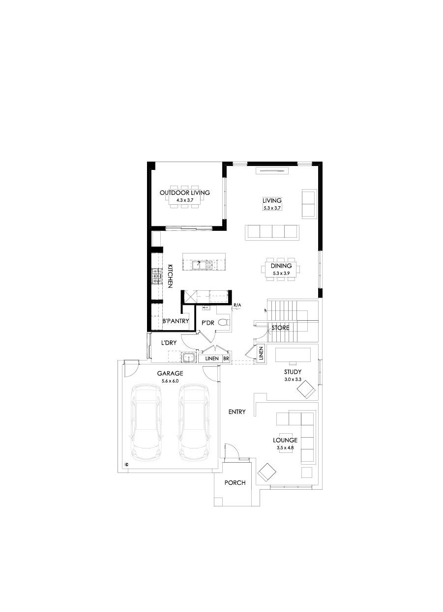 39 Ground Floor Floorplan (Rear flip)