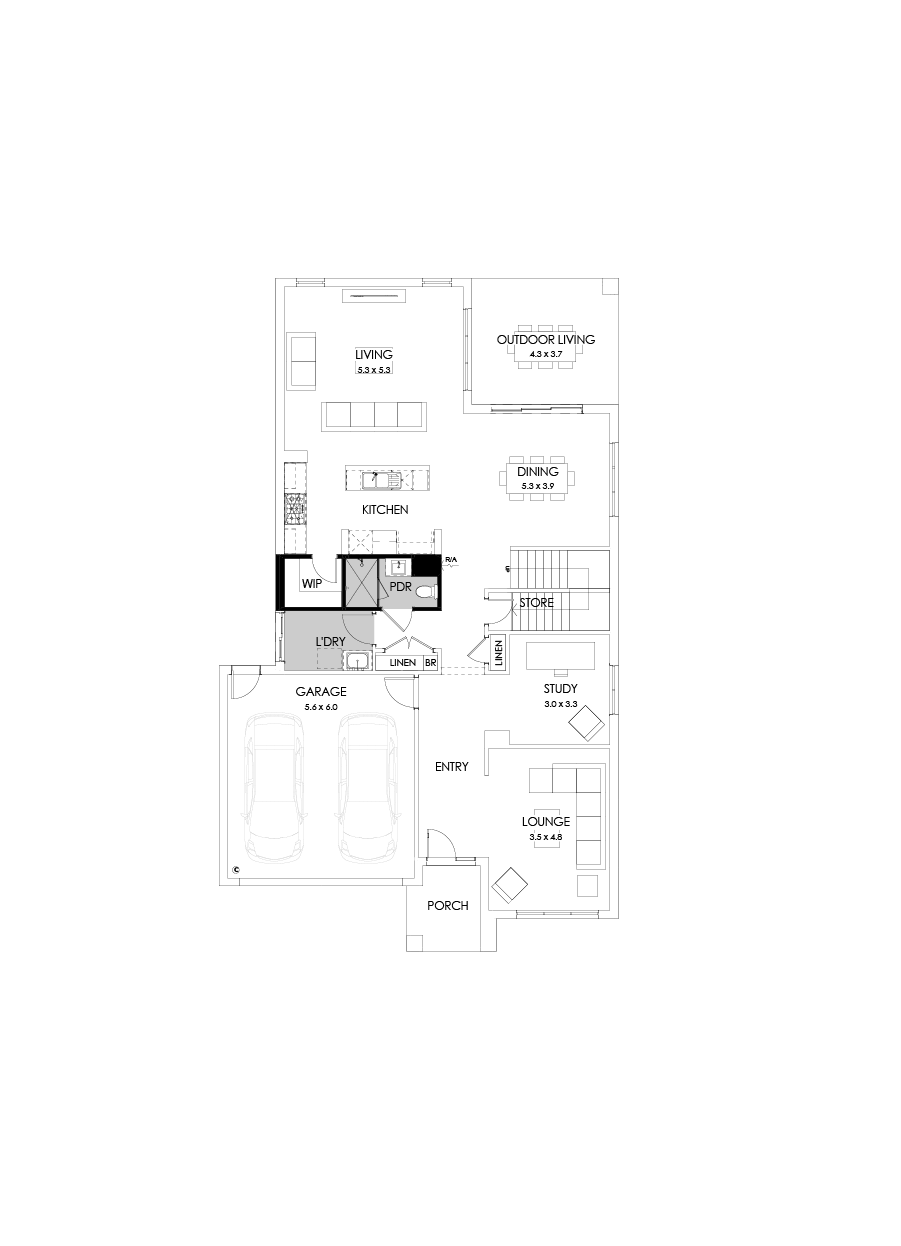 39 Ground Floor Floorplan (Shower to powder)