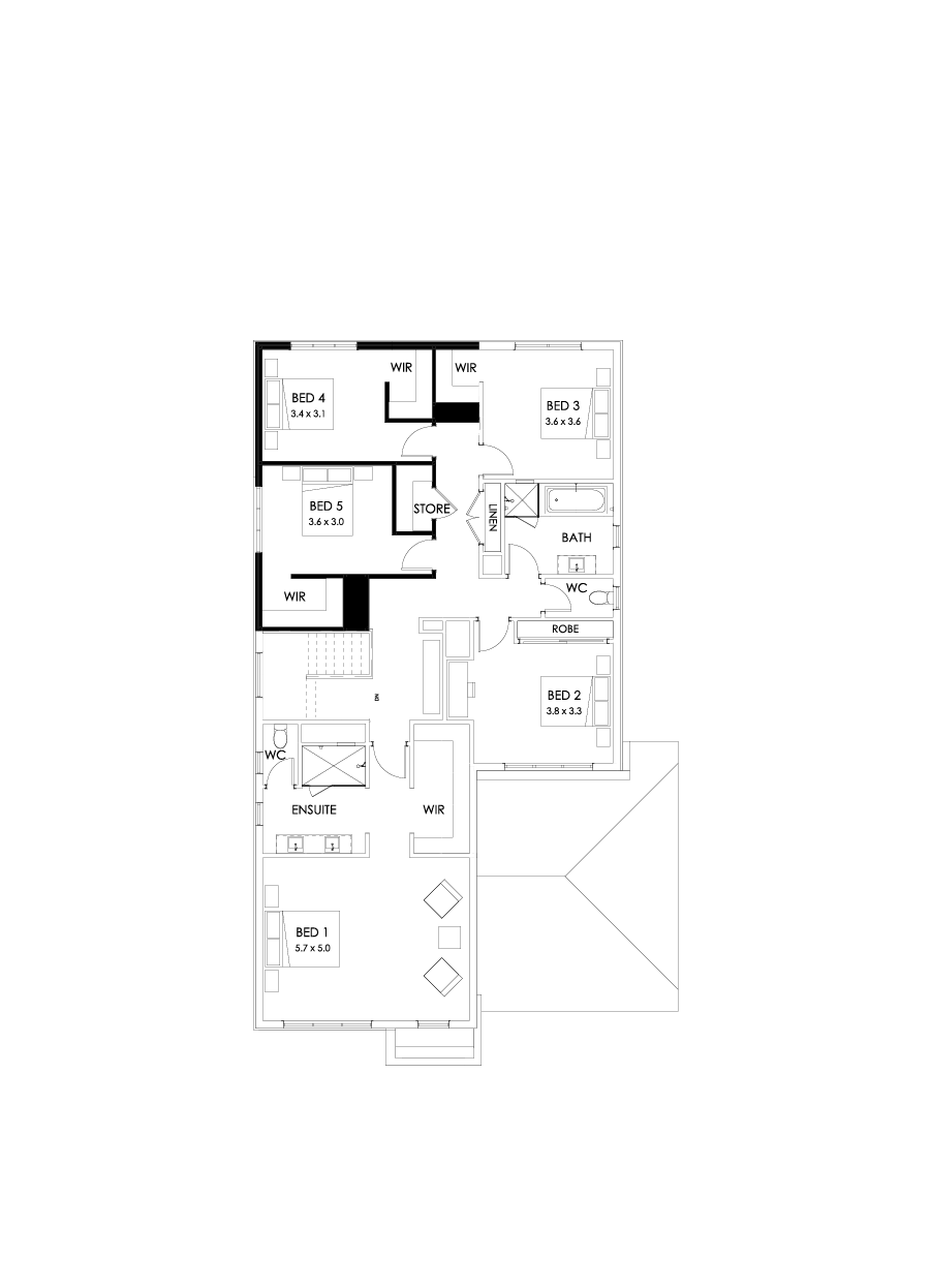 39 First Floor Floorplan (5th Bedroom  - Flipped)