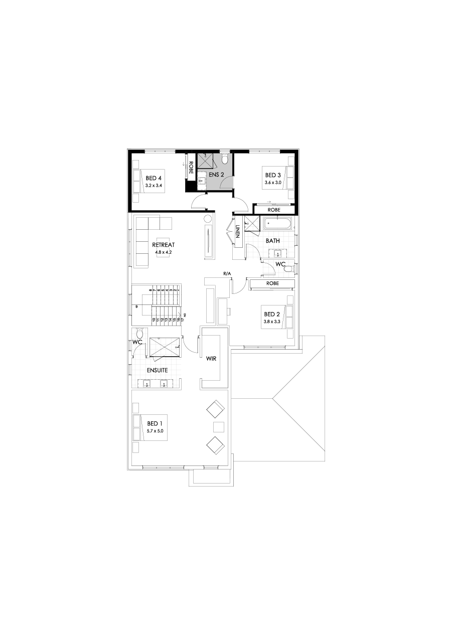 39 First Floor Floorplan (Additional ensuite - Flipped)
