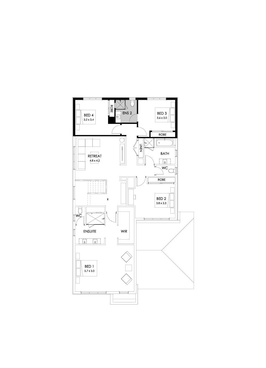 39 First Floor Floorplan (Additional ensuite - Flipped)