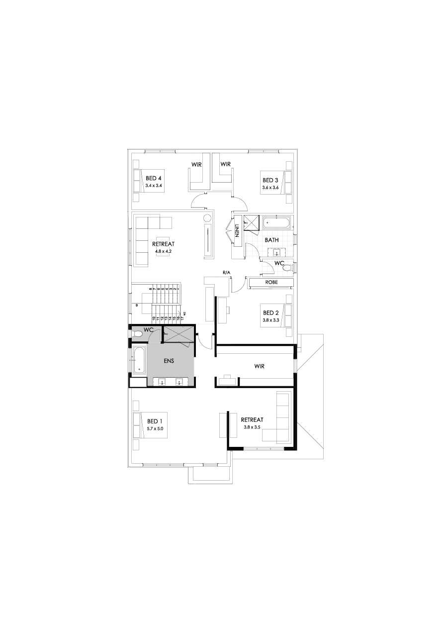 39 First Floor Floorplan (Build over garage - Flipped)