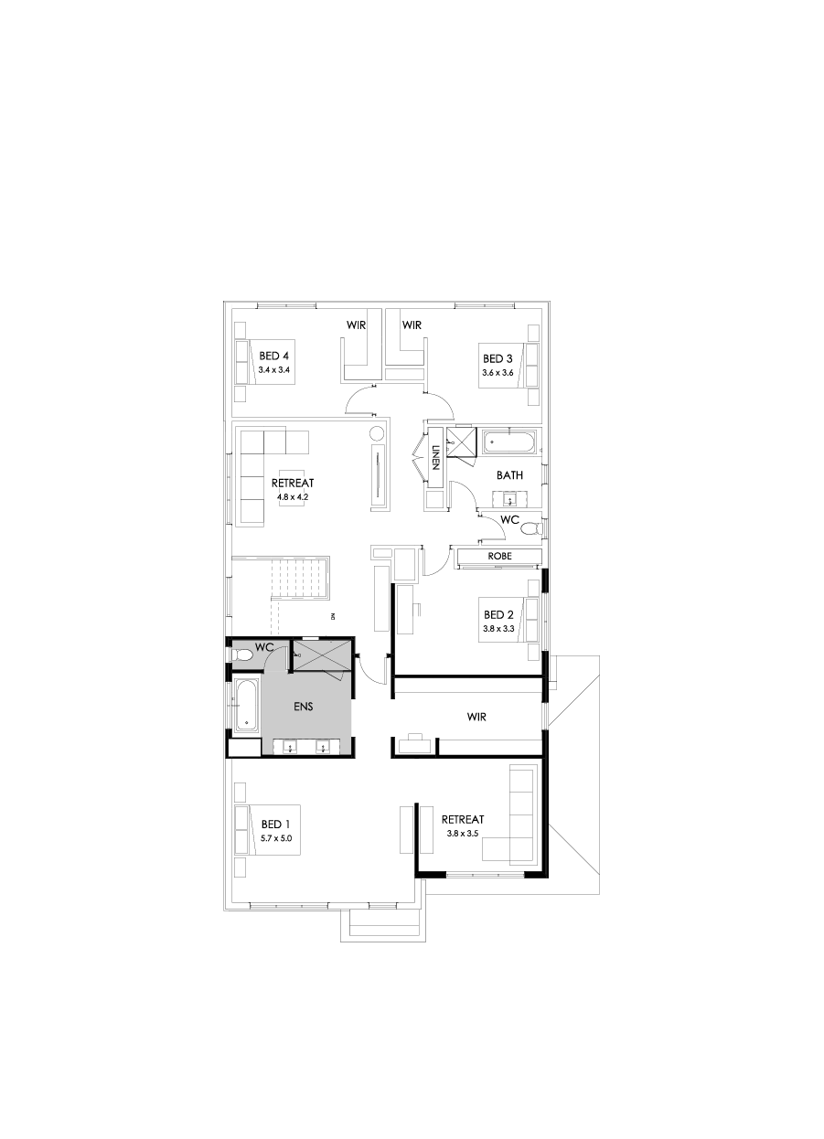 39 First Floor Floorplan (Build over garage - Flipped)