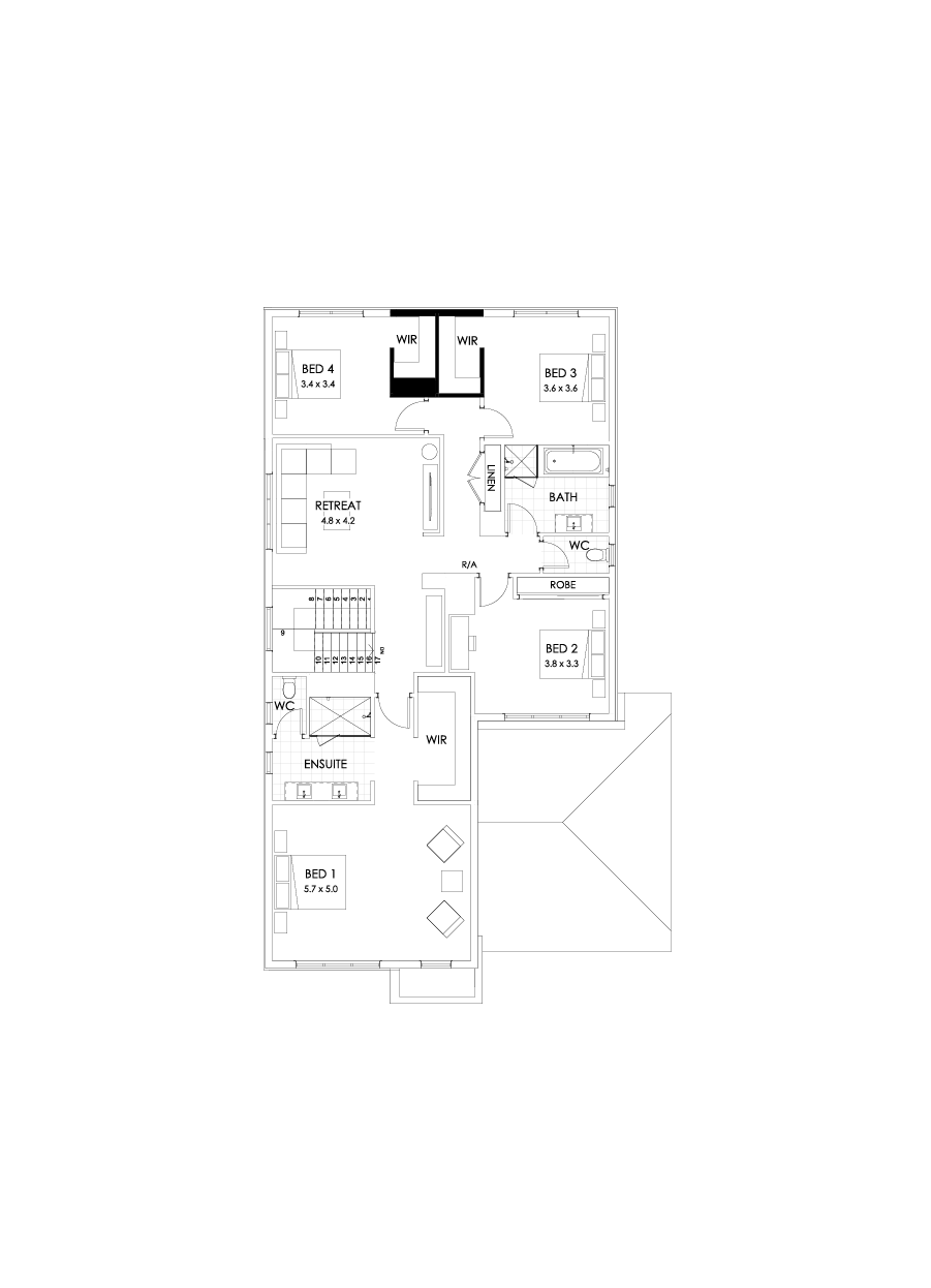 39 First Floor Floorplan (Rear flip - Flipped)