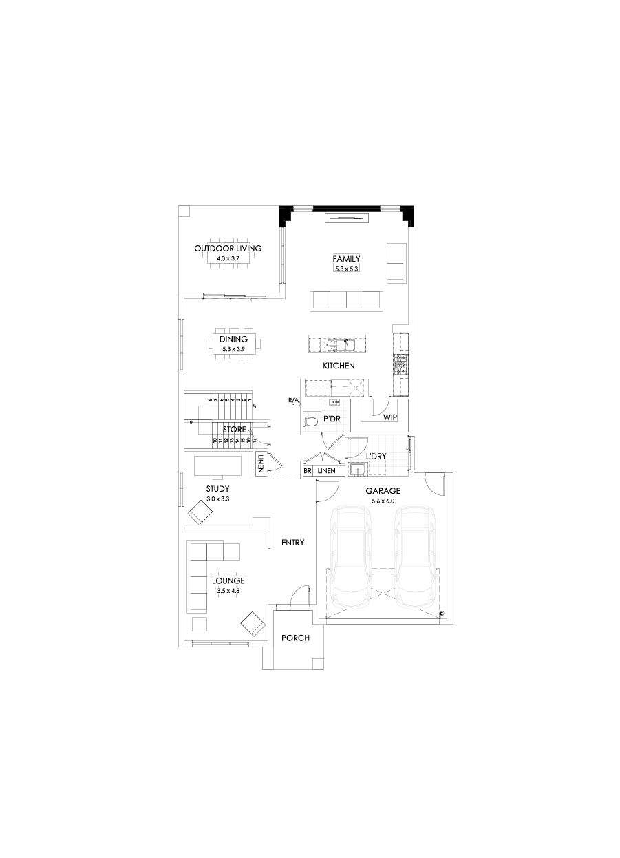 39 Ground Floor Floorplan (Additional ensuite - Flipped)