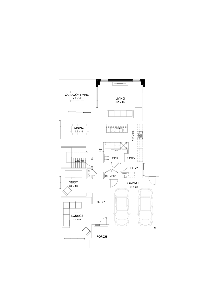 39 Ground Floor Floorplan (Additional ensuite - Flipped)