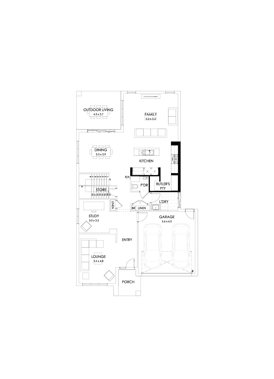 39 Ground Floor Floorplan (Butler's pantry - Included - Flipped)